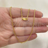Oro Laminado Basic Necklace, Gold Filled Style Box Design, Polished, Golden Finish, 04.317.0003.18