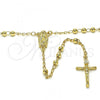 Oro Laminado Thin Rosary, Gold Filled Style Guadalupe and Crucifix Design, Polished, Golden Finish, 09.213.0016.24