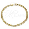 Gold Tone Basic Bracelet, Pave Cuban Design, Polished, Golden Finish, 04.242.0035.09GT