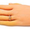 Oro Laminado Multi Stone Ring, Gold Filled Style Love Design, Polished, Golden Finish, 01.310.0029