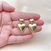 Oro Laminado Stud Earring, Gold Filled Style Heart Design, Polished, Golden Finish, 02.282.0019