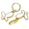 Oro Laminado Dangle Earring, Gold Filled Style Butterfly Design, White Enamel Finish, Golden Finish, 02.377.0025