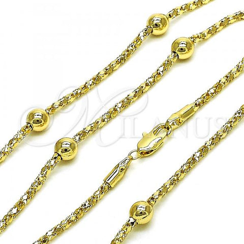 Oro Laminado Fancy Necklace, Gold Filled Style Ball Design, Polished, Golden Finish, 04.213.0297.18