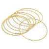 Oro Laminado Semanario Bangle, Gold Filled Style Diamond Cutting Finish, Golden Finish, 07.93.0006.06