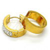 Stainless Steel Huggie Hoop, with White Cubic Zirconia, Polished, Golden Finish, 02.230.0008.20