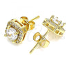 Oro Laminado Stud Earring, Gold Filled Style with White Micro Pave, Polished, Golden Finish, 02.344.0083