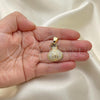 Oro Laminado Fancy Pendant, Gold Filled Style Money Sign Design, with White Micro Pave, Polished, Golden Finish, 05.342.0150