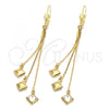 Oro Laminado Long Earring, Gold Filled Style with  Cubic Zirconia, Golden Finish, 5.101.009