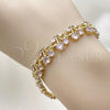 Oro Laminado Tennis Bracelet, Gold Filled Style Cherry Design, with Pink Cubic Zirconia, Polished, Golden Finish, 03.284.0059.08