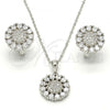 Sterling Silver Earring and Pendant Adult Set, with White Cubic Zirconia, Polished, Rhodium Finish, 10.175.0045