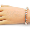 Oro Laminado Fancy Bracelet, Gold Filled Style Ball and Hollow Design, Polished, Tricolor, 03.253.0100.2.07