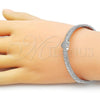 Rhodium Plated Individual Bangle, Heart Design, with White Cubic Zirconia, Polished, Rhodium Finish, 07.60.0005.1.04