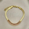 Oro Laminado Fancy Bracelet, Gold Filled Style with Pink Cubic Zirconia, Polished, Golden Finish, 04.341.0097.4.07