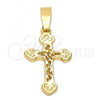 Oro Laminado Religious Pendant, Gold Filled Style Cross Design, Golden Finish, 5.190.019