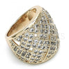 Oro Laminado Multi Stone Ring, Gold Filled Style with White Micro Pave, Polished, Golden Finish, 01.346.0013.08