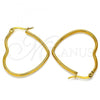 Stainless Steel Medium Hoop, Heart Design, Polished, Golden Finish, 02.356.0004.1.30