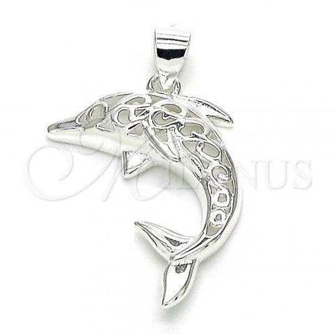 Sterling Silver Fancy Pendant, Dolphin Design, Polished,, 05.398.0053
