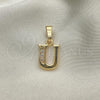 Oro Laminado Fancy Pendant, Gold Filled Style Initials Design, with White Cubic Zirconia, Polished, Golden Finish, 05.26.0033
