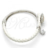 Rhodium Plated Individual Bangle, Heart Design, with Rose Patina Swarovski Crystals and White Micro Pave, Polished, Rhodium Finish, 07.239.0008.9 (03 MM Thickness, One size fits all)