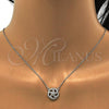 Sterling Silver Earring and Pendant Adult Set, with White Micro Pave and White Crystal, Polished, Rhodium Finish, 10.186.0010