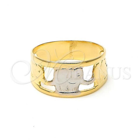 Oro Laminado Baby Ring, Gold Filled Style Elephant Design, Polished, Two Tone, 01.21.0040.03 (Size 3)