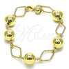 Oro Laminado Fancy Bracelet, Gold Filled Style Ball and Hollow Design, Polished, Golden Finish, 03.331.0246.09