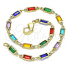 Oro Laminado Fancy Bracelet, Gold Filled Style with Multicolor Crystal, Polished, Golden Finish, 03.386.0019.07