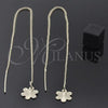 Oro Laminado Threader Earring, Gold Filled Style Flower Design, Golden Finish, 5.115.001