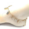 Oro Laminado Charm Anklet , Gold Filled Style Owl and Paperclip Design, Polished, Golden Finish, 03.372.0022.10