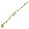 Oro Laminado Fancy Bracelet, Gold Filled Style Ball and Love Design, with Ivory Pearl, Polished, Golden Finish, 03.386.0022.07