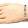 Sterling Silver Fancy Bracelet, with Green Cubic Zirconia and White Micro Pave, Polished, Rhodium Finish, 03.286.0016.1.07