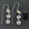 Oro Laminado Threader Earring, Gold Filled Style Diamond Cutting Finish, Tricolor, 5.118.001