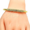 Gold Tone Individual Bangle, with White Crystal, Polished, Golden Finish, 07.252.0018.GT (05 MM Thickness, One size fits all)