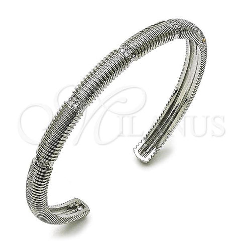 Rhodium Plated Individual Bangle, with White Micro Pave, Polished, Rhodium Finish, 07.60.0010.1