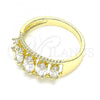 Oro Laminado Multi Stone Ring, Gold Filled Style with White Cubic Zirconia, Polished, Golden Finish, 01.210.0116.07