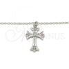 Sterling Silver Pendant Necklace, Cross Design, with White Cubic Zirconia, Polished, Rhodium Finish, 04.336.0114.16