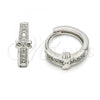 Sterling Silver Huggie Hoop, with White Micro Pave, Polished, Rhodium Finish, 02.174.0046.15