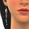 Sterling Silver Long Earring, Leaf Design, Polished, Rhodium Finish, 02.183.0026