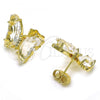 Oro Laminado Stud Earring, Gold Filled Style Butterfly Design, with Light Silk Crystal and White Micro Pave, Polished, Golden Finish, 02.341.0055.7