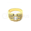 Oro Laminado Mens Ring, Gold Filled Style with White Cubic Zirconia, Polished, Golden Finish, 01.192.0003.10 (Size 10)