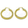 Oro Laminado Medium Hoop, Gold Filled Style Hollow Design, Diamond Cutting Finish, Golden Finish, 02.213.0754.40