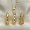 Oro Laminado Earring and Pendant Adult Set, Gold Filled Style Polished, Golden Finish, 10.163.0006