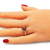 Oro Laminado Multi Stone Ring, Gold Filled Style with Garnet Cubic Zirconia, Polished, Golden Finish, 01.284.0042.1.06