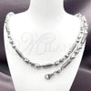 Stainless Steel Necklace and Bracelet, Ball Design, Polished, Steel Finish, 06.363.0061