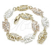 Oro Laminado Fancy Bracelet, Gold Filled Style Elephant Design, Polished, Tricolor, 03.351.0086.1.08