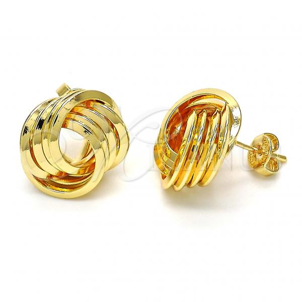 Oro Laminado Stud Earring, Gold Filled Style Chunky Design, Polished, Golden Finish, 02.63.2379