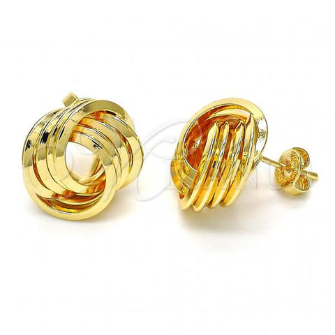Oro Laminado Stud Earring, Gold Filled Style Chunky Design, Polished, Golden Finish, 02.63.2379