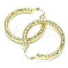 Oro Laminado Medium Hoop, Gold Filled Style Hollow Design, Diamond Cutting Finish, Golden Finish, 02.213.0313.40