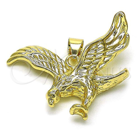 Oro Laminado Religious Pendant, Gold Filled Style Eagle Design, Polished, Golden Finish, 05.213.0144
