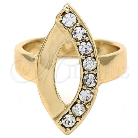 Oro Laminado Multi Stone Ring, Gold Filled Style with White Cubic Zirconia, Polished, Golden Finish, 01.63.0577.08 (Size 8)